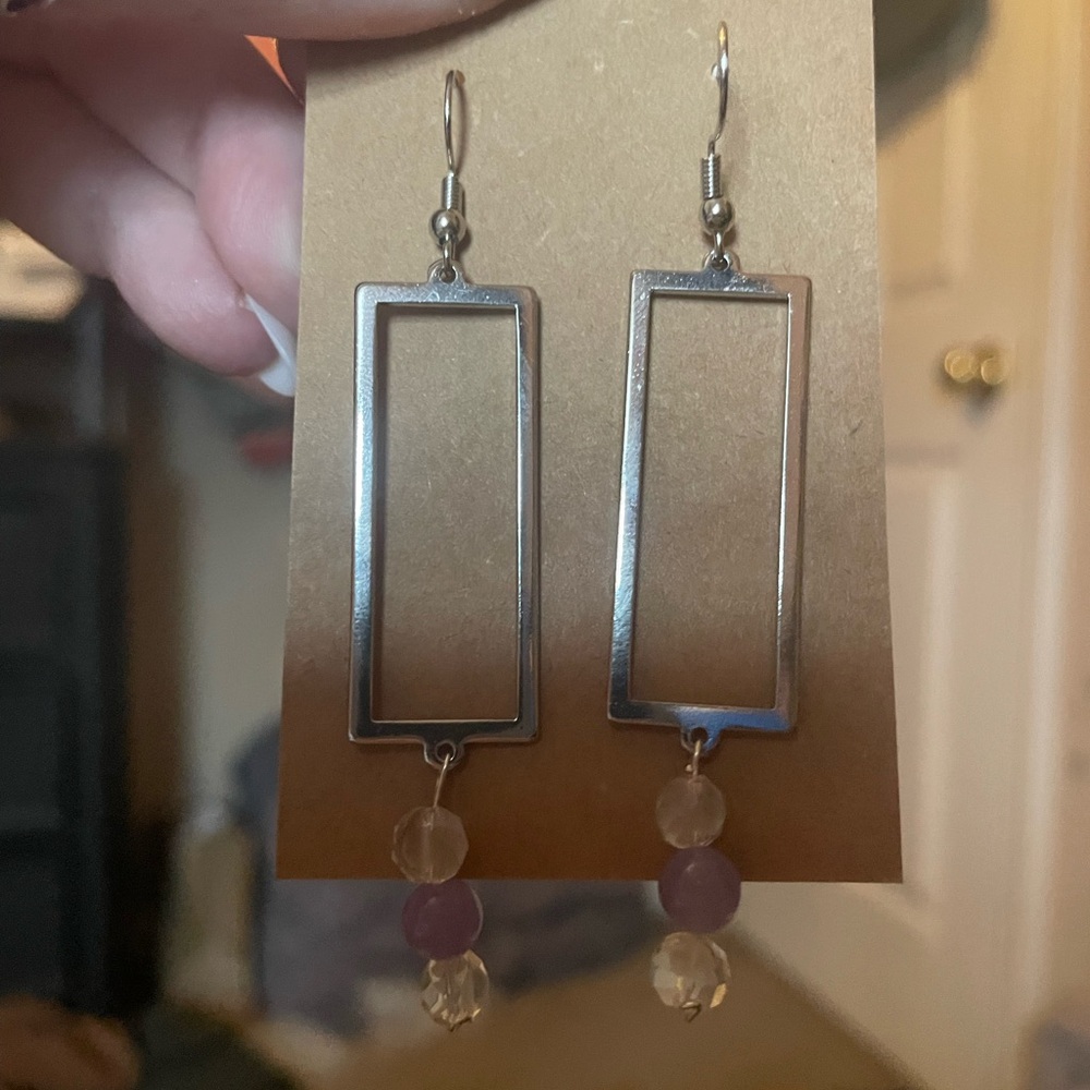 Elegant Silver and Purple Dangle Earrings